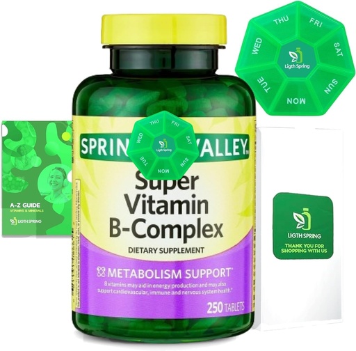 [BRSRAZAYA57BQE3P] Super Vitamin B-Complex Tablets 250 + Spring Super Vitamin B-Complex Tablets Dietary Supplementt Bundle Exclusive Better Ligth&Spring Guide