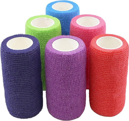 [BRSWIBY7AIAWKYA7] Ever Ready First Aid Self Adherent Cohesive Bandages 4" x 5 Yards - 18 Count, Rainbow Colors
