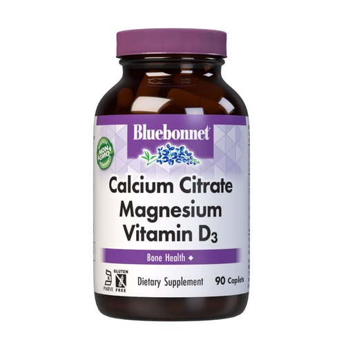 [BRSWIYD4CJ4BAADU] Bluebonnet Nutrition Calcium Citrate Magnesium Plus Vitamin D3 Caplets, Bone Health & Muscle Relaxation, Non GMO, Gluten, Soy & Milk Free, Kosher, White, 90 Count