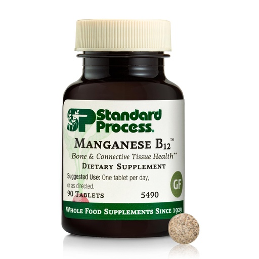 [BRSWIEYMBF6RMHLU] Standard Process Manganese B12 - Supports Bone & Connective Tissue Health - Hemoglobin Formation Support - Gluten-Free, Non-Dairy & Non-Soy - 90 Tablets (90 Servings)