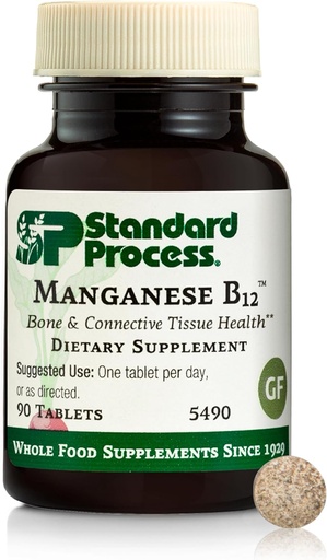 [BRSWIEYMBF6RMHLU] Standart Süreç Manganese B12 - Bone & Connective Tound Health - Hemoglobin Formation Support - Gluten-Free, Non-Dairy & Non-Soy - 90 Tabletler (90 hizmet)