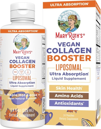 [BRSRMEDYOJ5QKE37] MaryRuth Organics Collagen Booster Liposomal, Sugar Free, Liquid Collagen Booster with Vitamin C, Vitamin E, Zinc, Copper & Silica, Skin Care & Joint Support Supplement, Vegan, Non-GMO, 7.6 Fl Oz
