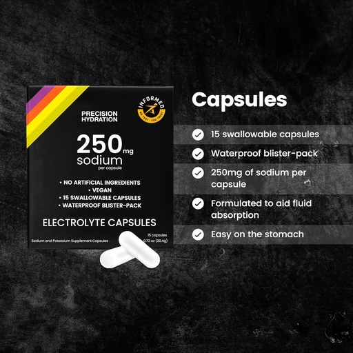 [BRSWGZQ5C4BBQ334] Precision Hydration Electrolyte 캡슐 - 15 Blister Packed (방수) / 소금 캡슐 - Combat Cramp - 인공 성분 없음, Digestion-Friendly Formula - 글루텐 무료,Vegan Friendly (1-Pack)