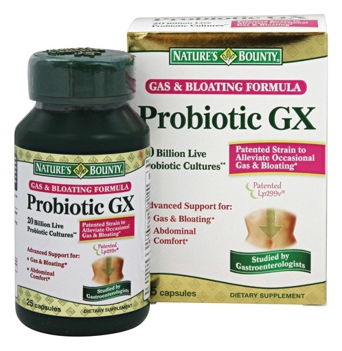 [BRSWKGYIBINB22QZ] Nature's Bounty Probiotic GX Gas & Bloating Formula, Capsules 25 ea (Pack of 4)