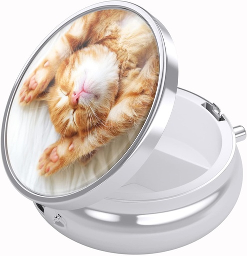 [BRSW22TQBYBR6CQ7] Nipichsha Pill Box, Küçük Pill Case for Purse & Pocket, Cute Travel Medicine Organizer, Portatif Tıp Konteynerleri Vitaminleri, İlaçları, Fish Oil & Supplement,Cute Cat
