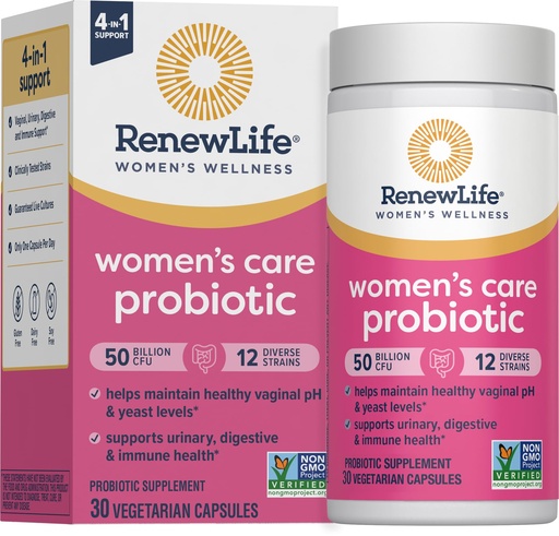 [BRSWIYQ7BZ6BK2Y5] Renew Life Women's Probiotic Capsules, 50 Billion CFU Guaranteed, Supports pH Balance, Vaginal, Urinary, Digestive and Immune Health(2), L. Rhamnosus GG, Dairy, Soy and Gluten-Free, 30 Count