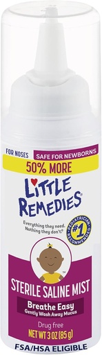 [BRSWGAL2AF6AM2T4] Little Remedies Sterile Saline Nasal Mist, Safe for Newborns, 3 oz