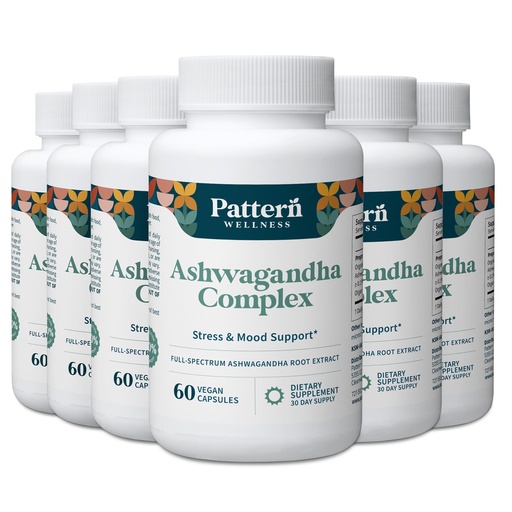 [BRSROH37CUORMYL2] Pattern Wellness Ashwagandha Complex for Men & Women – Organic KSM-66® & Black Pepper Extract – Supports Stress Response & Energy Balance – Non-GMO – 360 Vegan Capsules