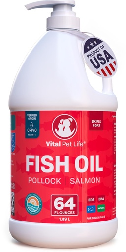 [BRSWYZDROJ5AYHLZ] Fish Oil for Dogs - Healthy Skin & Coat, Salmon, Pollock, All Natural Supplement for Pets, Itching Scratching Allergy & Inflammation Defense, Omega 3 EPA DHA, Brain & Heart Health, 64 oz