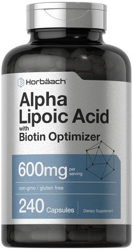 [BRSW2GI2OUCRQFLJ] Horbäach Alpha Lipoic Acid 600mg | 240 Capsules | with Biotin Optimizer | Non-GMO and Gluten Free Supplement
