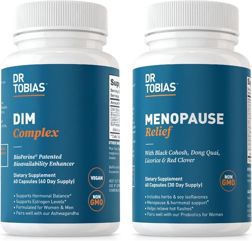 [BRSRAFAKDMDWKC3P] Dr. Tobias Menopause Relief and DIM Complex - Support Hormonal Balance and Menopausal Comfort, Non-GMO