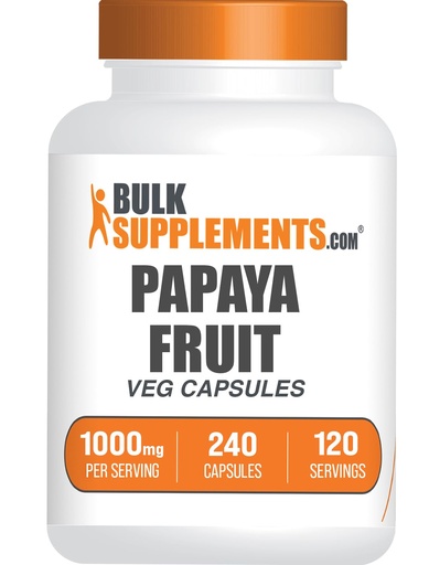 [BRSROGAKCUIWA3LJ] BulkSupplements.com Papaya Fruit Extract Capsules - from Carica Papaya, Herbal Supplement - Gluten Free, 1000mg, 2 Capsules per Serving, 240 Count (Pack of 1)