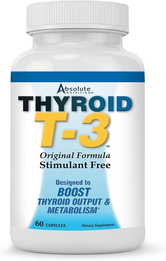 [BRSWIZYZOMCQA2YV] Absolute Nutrition Fat Burning Metabolism Boosting Supplement, Thyroid T-3, 60 Capsules