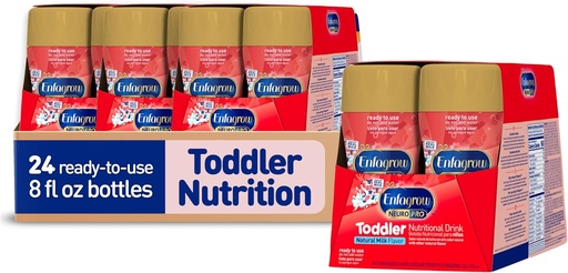 [BRSWKEACBMFWGH3E] Enfagrow NeuroPro Toddler Nutritional Drink, Made with Real Milk, Brain-Building Omega-3 DHA, Nutrients for Growth & Immune Support, Non-GMO, Ready to Use, 8 fl Oz (24 Bottles)