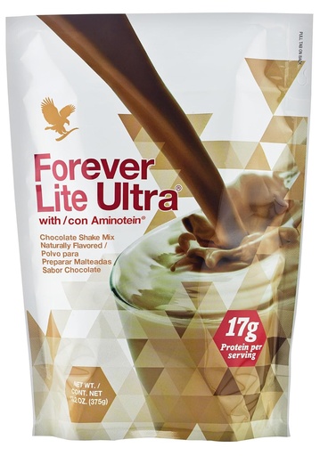 [BRSWIEI2DIBWA2L6] Forever Living - Lite Ultra Chocolate Protein Shake Mix con Aminoteína, Bebida de bajo carbohidrato para la masa muscular magra, 13.2 oz