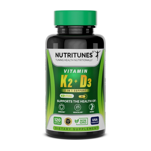 [BRSROEA2BUHWEETZ] Vitamin D3 K2–5000 IU D3 & 100 mcg K2 MK-7 – Supports Bone, Heart & Immune Health – K2 D3 Vitamin Supplement – 120 Softgels, 4 Month Supply