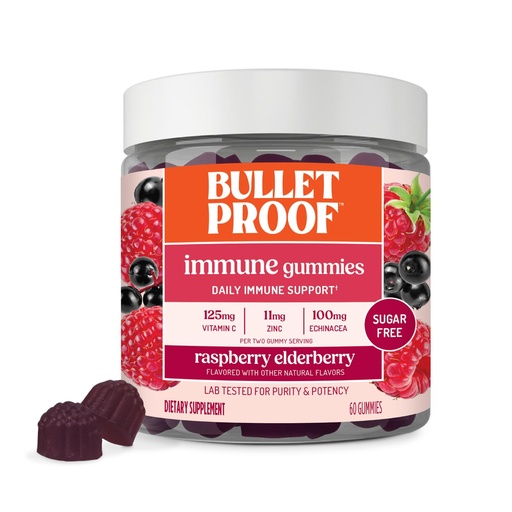 [BRSW2YAZB4FR42DG] Bulletproof Sugar-Free Raspberry Elderberry Immune Gummies, 60 Count, Keto Supplement for Immune Support | Keto Supplement for Immune Support