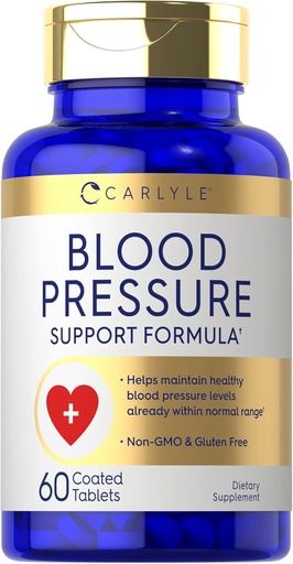 [BRSRMHAEOAIAIF3P] Carlyle Blood Pressure Supplements | 60 Coated Tablets | Blood Pressure Support Formula | Vegetarian, Non-GMO, Gluten Free