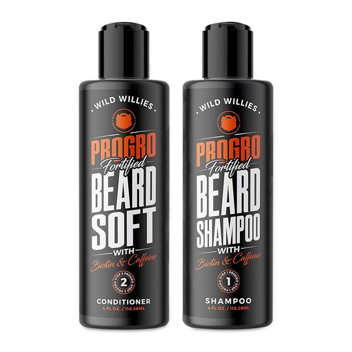 [BRSRMBQFAF6R4YDH] Wild Willies ProGro Beard Growth Shampoo & Conditioner Set for Thicker & Fuller Beard