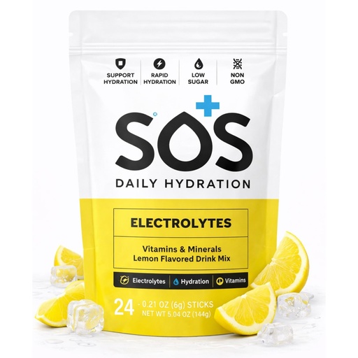 [BRSROAA7CQAQKFIV] SOS Hydration Electrolyte Powder Drink Mix | Low Sugar | Rapid Rehydration | Keto Friendly | Lemon