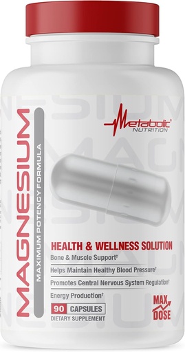 [BRSW2ZQYO4MBSD3U] Metabolic Nutrition Magnesium, 650mg per Serving, Non-GMO, Vegan, Gluten Free, 90 Capsules