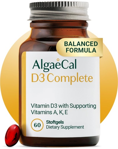 [BRSROGQCAEBGKF3K] ALGAECAL D3 Complete - Enhanced Immune Support & Bone Health with D3 K2, A, & E - Whole Body Wellness & Bone Strength, 60 softgels (1 Pack)