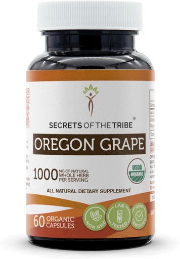 [BRSROCYDCIJRUE3Z] Secrets of the Tribe Oregon Grape USDA Organic Capsules | Certified Organic Vegetarian Capsules, Herbal Dietary Supplement | Mahonia aquifolium Dried Root (60 Count)