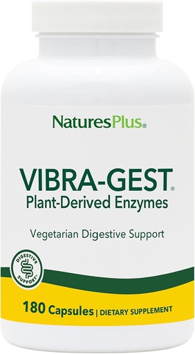 [BRSWIYTYO4GBCCTC] Natures Plus Vibra-Gest - 180 Capsules - Vegetarian Digestive Support Supplement with Probiotics, Live Fruit & Vegetable Enzymes - Natural Live Cultures - 180 Servings