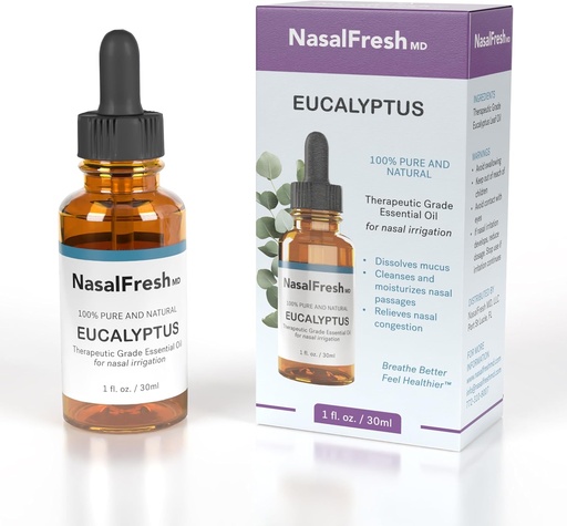 [BRSRAAQ3OR6AY3TG] NASALFRESH MD - Eucalyptus Essential Oil - Nasal Irrigation - Congestion Relief - Nasal Wash Additive - High Grade Essential Oil - Cleanses & Moisturizes Nasal Passages - 1oz
