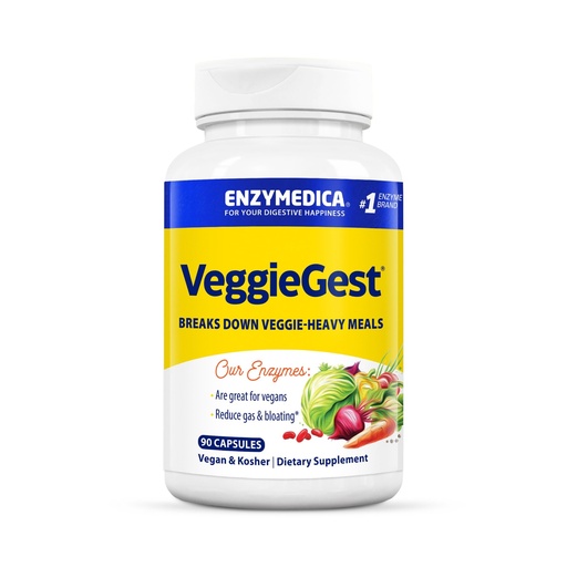 [BRSWIY33CIMQ4AL6] Enzymedica VeggieGest - Digestive Enzyme Supplement for Women & Men, Enzymes for Digestion & Gut Health Support, Support for Vegetarian/Vegan Diets, Helps Gas & Bloating, Gluten Free - 90 Caps