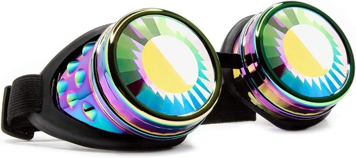 [BRSWGFANAUNWGA3O] GloFX Polychrome Wormhole Kaleidoscope Goggles - Festival Rave Costume Cosplay Prism EDM 3D Welding Gothic Goggles