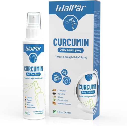[BRSROFQZC4NQOADA] Curcumin Oral Spray - A Natural Blend with Curcumin, Piperine, Ginger Extract, Punch Tulsi, and Manuka Honey | 30ml 1 fl. oz | 60 Days Supply
