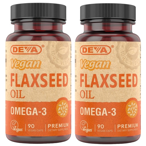 [BRSWIYYOAIDBYDY3] DEVA Organic Vegan Vitamins Flax Seed Oil - Rich in Omega-3, Cold-Pressed & Unrefined - 90 Capsules, 2-Pack