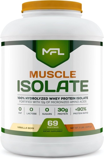 [BRSWKZABBMGWA33K] MFL 100% Isolare Protein l 30g di Proteine l 12g Aminoacidi l Keto Friendly l Carbi bassi l 5 lbs. (Vanilla Bean)