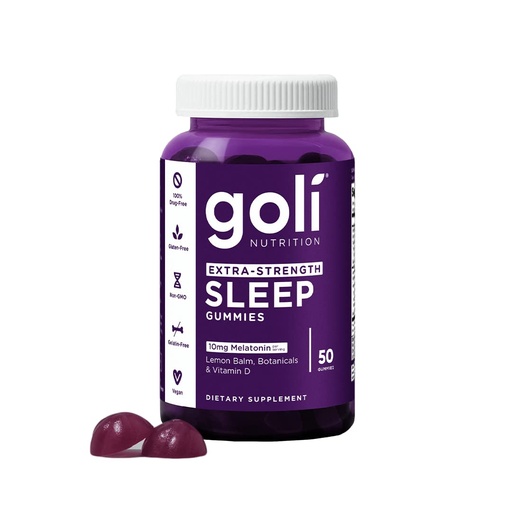 [BRSRMCYPB4DWKHT4] Goli Nutritional Supplement, Extra Strength Sleep Gummy 10mg Melatonin - 1 Pack 50 Count - Gluten-Free, Vegan, Non-GMO, and Gelatin-Free