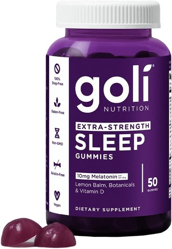 [BRSRMCYPB4DWKHT4] Goli Nutritional Supplement, Extra Strength Sleep Gummy 10mg Melatonin - 1 Pack 50 Count - Glutenfri, Vegan, Non-GMO och Gelatin-Free