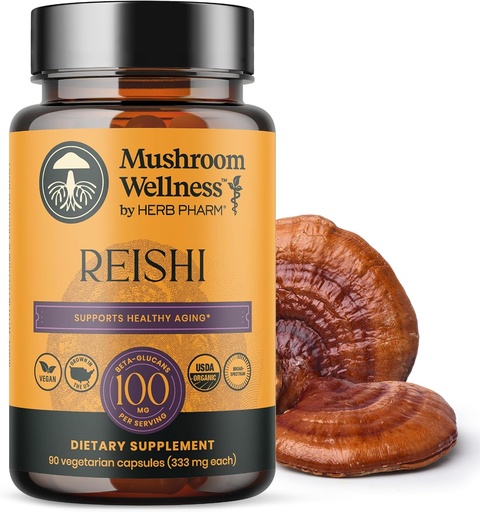 [BRSRAFI6BMIBOCIY] Mushroom Wellness Reishi Mushroom Capsules, with Organic Red Reishi For Immune Support, Traditional Nervous System Support & Cardiovascular Health, 90 Vegan Capsules*