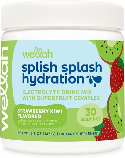 [BRSRAYYQCN5BEYDU] Wellah Splish Splash Hydration Electrolyte Drink Mix (Strawberry Kiwi Flavored, 30 Servings)