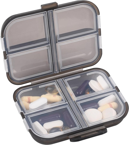 [BRSROHQ3A4HQYALA] Travel Pill Organizador Small 8 Grid Compartments Pill Holder Box - Portable Medicine Container Case - Daily Weekly Medical Organizador