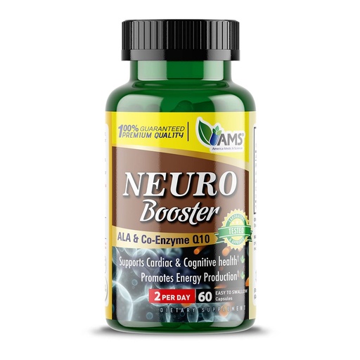 [BRSW2HYBBYIQEGTF] America Medic & Science Neuro Booster (60 Capsules) | Nutritional Supplement for Brain Health | Vitamin Pills for Better Memory and Cognitive Function | with Coenzyme Q10, ALA, and Acetyl L-Carnitine
