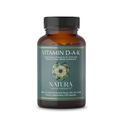 [BRSWKFA5PMGG2DDC] Natura Health Products D-A-K (ADK) – D3 5000 IU, K2 50 mcg, K1 550 mcg & Vitamin A 1000 IU – Bone, Heart & Immune Support – Fat-Soluble Calcium Metabolism – 60 Vegetarian Capsules