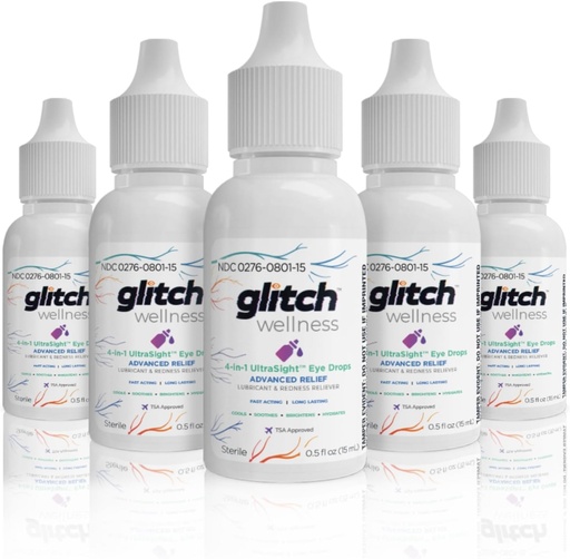 [BRSRAHD3OUOQ4HTV] Glitch UltraSight Eye Drops for Dry Eyes 15mL - 4 in 1 Advanced Relief Dry Eye Drops - All Day Comfort with Hydration, Brightening, Cooling - Effectively Soothes Irritation & Dryness (5)