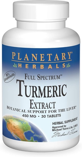 [BRSWIYT3OEGR2CLY] Planetary Herbals Full Spectrum Turmeric Extract Tablets, 450 mg, 30 Count