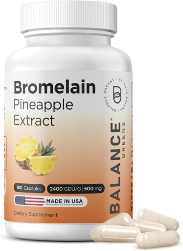 [BRSW2ZQDCF5BYFLK] Balancebreens Bromelain 500mg Capsules — 2400 GDU Pineapple Extract supplement for Joint Support, Natural Swelling Support, and Healthy Digestion – 180 Capsules Made in USA