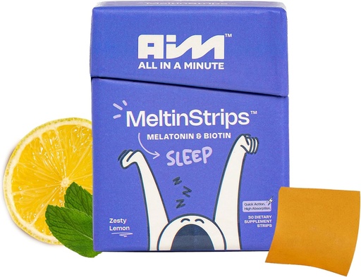 [BRSRAATRBZ6AAH36] MeltinStripsTM Fast-Acting Schlafstreifen mit 5mg Melatonin, Biotin, Valerian Root, Lemon Balm & Kamille | Natürliche Schlafhilfe | Reduziert Haarfall | Vegan, Zuckerfrei | Zesty Lemon Flavor 30 Streifen