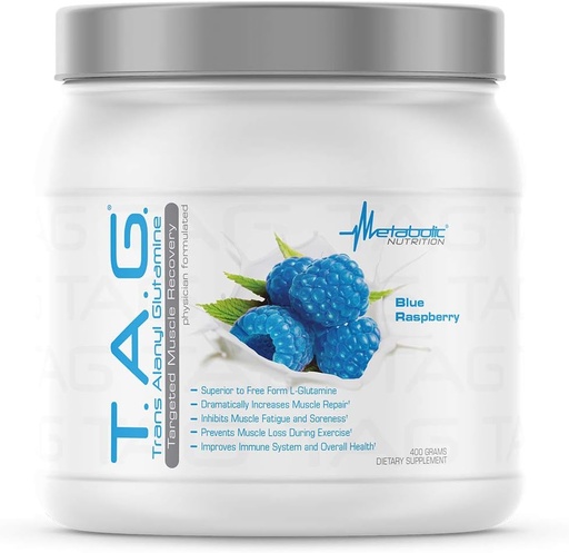 [BRSWEBA2BMFGOEQ4] Metabolic Nutrition, TAG, Trans Alanyl Glutamine, 100% L-Glutamine Peptide Powder, Pre Intra Post Workout Supplement, 400 Grams (40 Servings) (Blue Raspberry)
