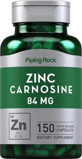 [BRSRMHY6O4GRM33F] Piping Rock Zinc Carnosine Supplement | 84mg | 150 Capsules | Non-GMO, Gluten Free