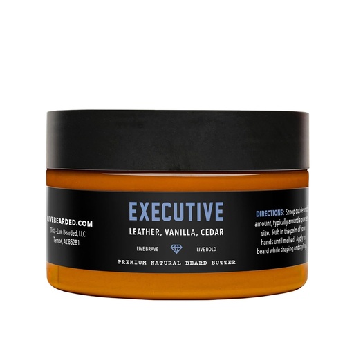 [BRSWGHTRO4HQI3DX] Live Bearded Beard Butter, 3 fl oz - Made in the USA - All-Natural Leave-in Conditioner and Softener with Shea | Executive Scent - Cedar, Vanilla