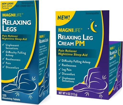 [BRSW2CQOCN4AICDO] MagniLife Relaxing Legs 125 Count Quick Dissolve Tablets Relaxing Leg Cream PM 4oz Jar Ανήσυχα Πόδια
