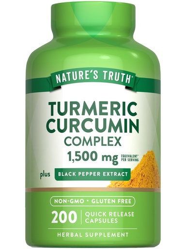 [BRSROFIEAUGQGFLP] Nature's Truth Turmeric Curcumin Complex | 200 Capsules | with Black Pepper Extract | Non-GMO & Gluten Free Supplement